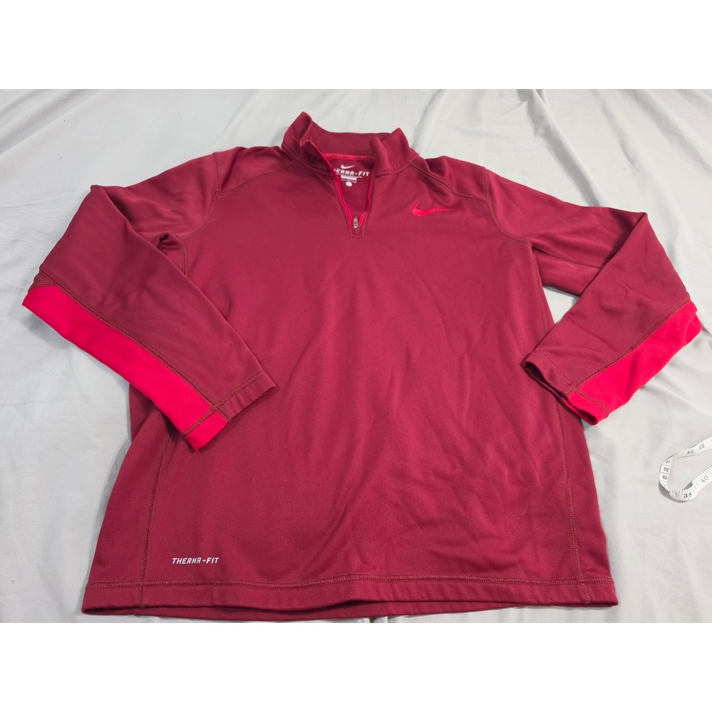 Nike Therma-FIT Womens Quarter Zip Pullover Burgundy Red Fleece Large 645383-677